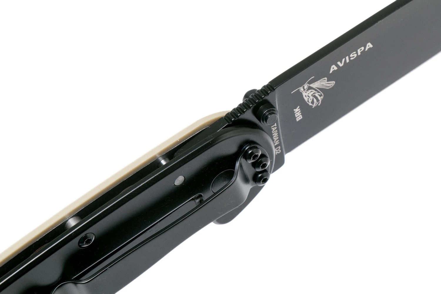 ESEE Avispa Couteau De Poche, Black D2 Blade, Desert Tan Handle BRK1302DTB 8 ESEE Avispa Couteau De Poche, Black D2 Blade, Desert Tan Handle BRK1302DTB – Image 6