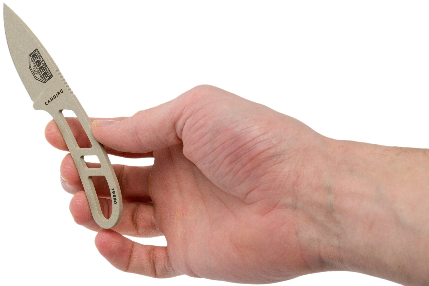 ESEE Candiru Desert Tan CAN-DT Couteau De Cou Avec étui Noir + Clip Ceinture 7 ESEE Candiru Desert Tan CAN-DT Couteau De Cou Avec étui Noir + Clip Ceinture – Image 5