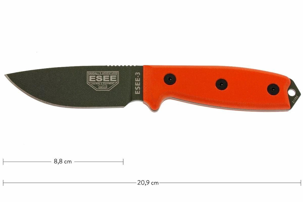 ESEE Model 3 OD Blade, Orange Handle 3P-KO-OD Couteau De Survie Sans étui 3 ESEE Model 3 OD Blade, Orange Handle 3P-KO-OD Couteau De Survie Sans étui