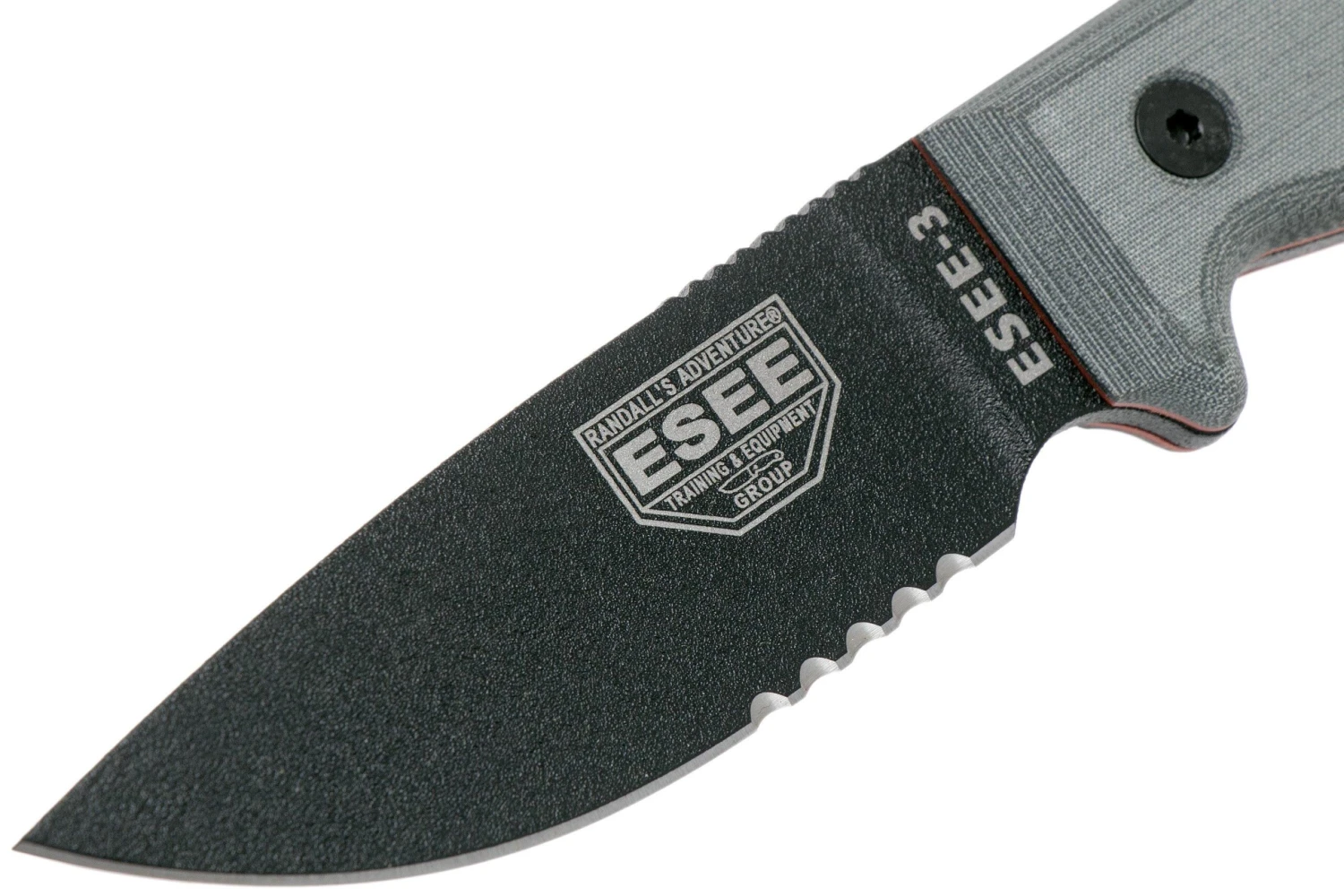 ESEE Model 3 Serrated, Grey Handle 3S Avec étui + Clip 5 ESEE Model 3 Serrated, Grey Handle 3S Avec étui + Clip – Image 3