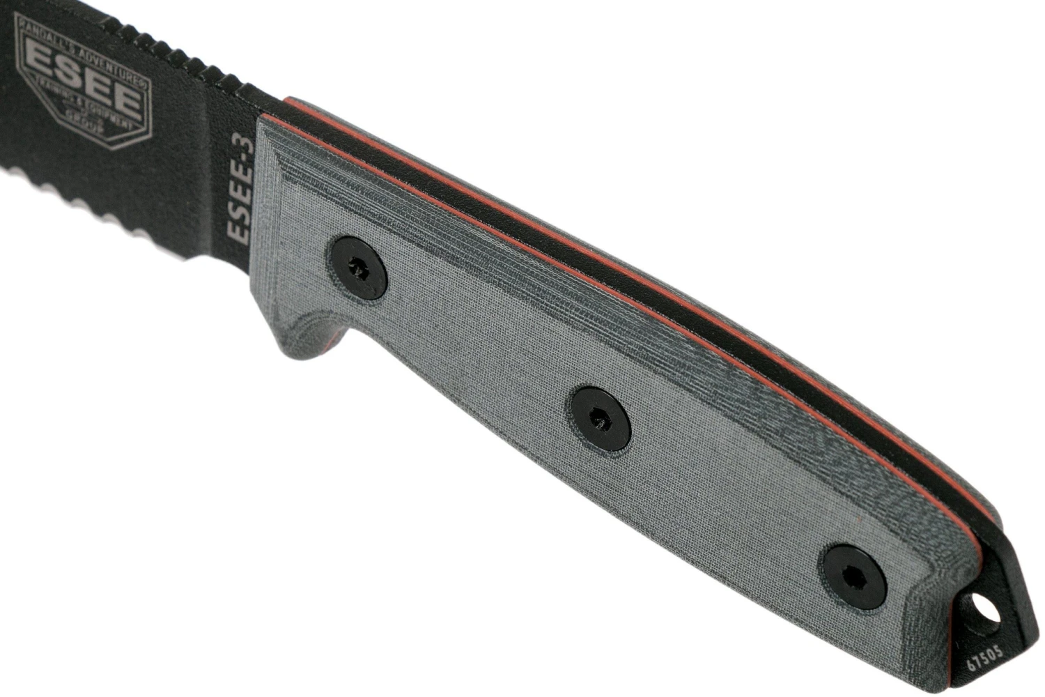 ESEE Model 3 Serrated, Grey Handle 3S Avec étui + Clip 7 ESEE Model 3 Serrated, Grey Handle 3S Avec étui + Clip – Image 5