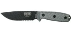 ESEE Model 4 Serrated Blade, Grey Handle 4S-MB-B Avec étui Noir + Clip Et MOLLE-back