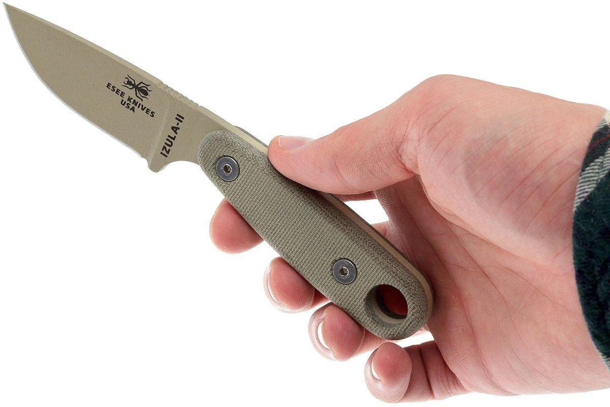 ESEE Izula II Desert Tan IZULA-II-DT Couteau De Survie Avec étui Noir + Clip Ceinture 7 ESEE Izula II Desert Tan IZULA-II-DT Couteau De Survie Avec étui Noir + Clip Ceinture – Image 5