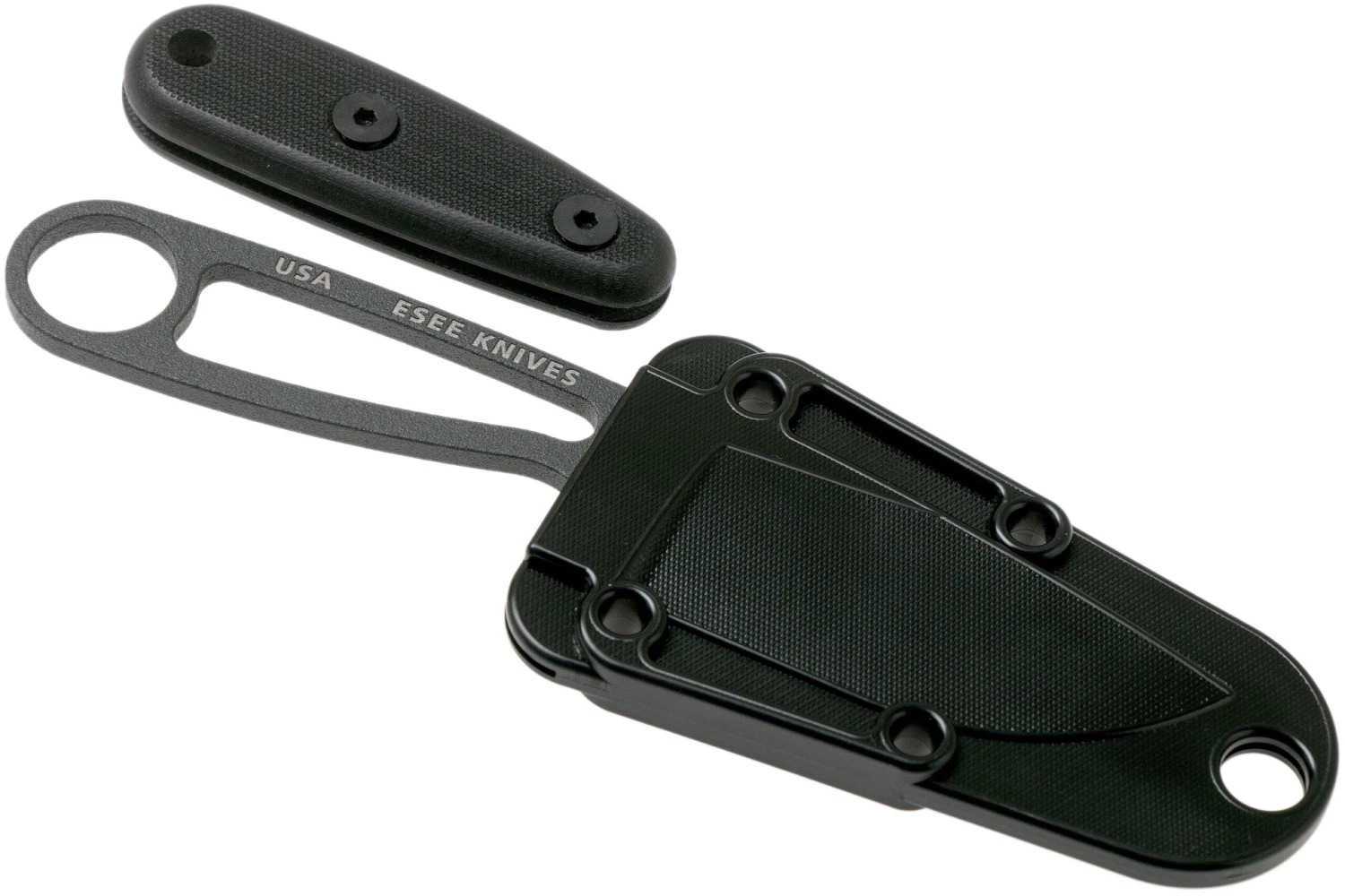 ESEE Izula Tactical Gunsmoke IZULA-TG-B Couteau De Cou Avec étui Noir, Plaquettes De Manche Et Clip Ceinture 7 ESEE Izula Tactical Gunsmoke IZULA-TG-B Couteau De Cou Avec étui Noir, Plaquettes De Manche Et Clip Ceinture – Image 5