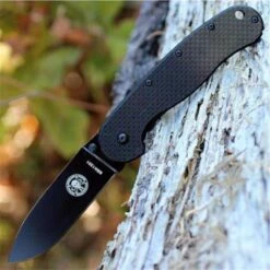 Couteau Esee Zancudo Carbon Fiber/G-10 Lame Acier D2 Black Framelock BRK1302CFB - Free Shipping