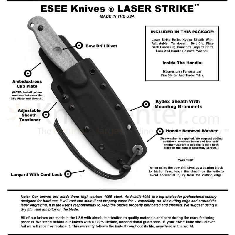 Couteau Lame Lisse Manche Vert Laser Strike Esee 8 Couteau Lame Lisse Manche Vert Laser Strike Esee – Image 6
