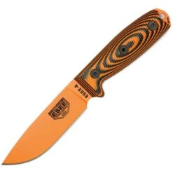 Couteau Lame Lisse Orange Manche 3D Noir Et Orange Model 4 Esee