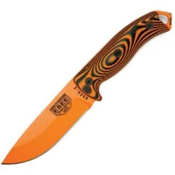 Couteau Lame Lisse Orange Manche 3D Noir Et Orange Model 5 Esee