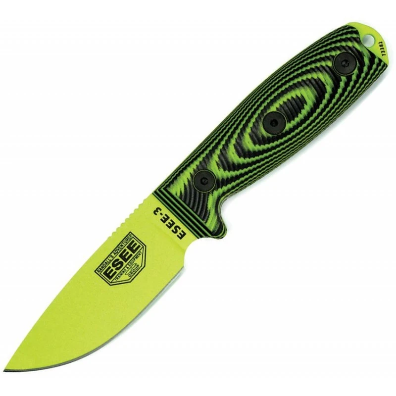 Couteau Venom Lame Lisse Vert Manche 3D Noir Et Vert Model 3 Esee 3 Couteau Venom Lame Lisse Vert Manche 3D Noir Et Vert Model 3 Esee