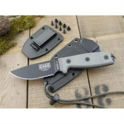 Couteau ESEE Model 3 Lame Carbone 1095 Serr Manche Micarta Etui Kydex USA ES3SB - Free Shipping